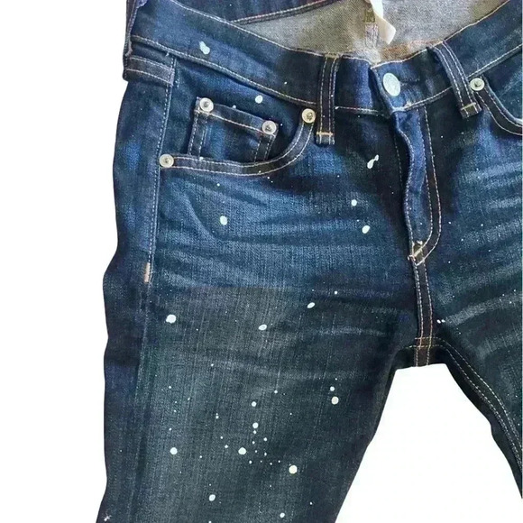 Rag and Bone “Paint Splatter” Skinny Jeans Dark Wash - Picture 4 of 10